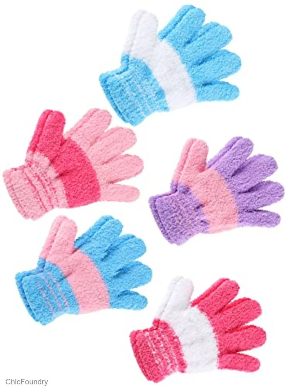 5 Pairs Kids Knitted Gloves Winter Mittens for Boys Girls Daily Supplies